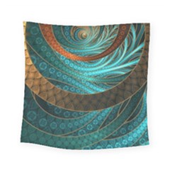 Beautiful Leather & Blue Turquoise Fractal Jewelry Square Tapestry (small) by jayaprime