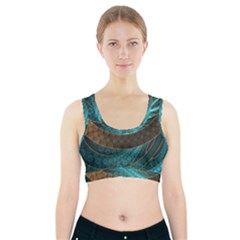 Beautiful Leather & Blue Turquoise Fractal Jewelry Sports Bra With Pocket by jayaprime