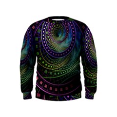 Oz The Great With Technicolor Fractal Rainbow Kids  Sweatshirt by jayaprime