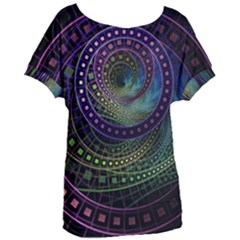 Oz The Great With Technicolor Fractal Rainbow Women s Oversized Tee by jayaprime