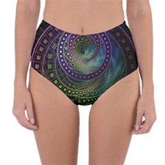 Oz The Great With Technicolor Fractal Rainbow Reversible High-waist Bikini Bottoms by jayaprime