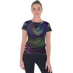 Oz The Great With Technicolor Fractal Rainbow Short Sleeve Sports Top  by jayaprime
