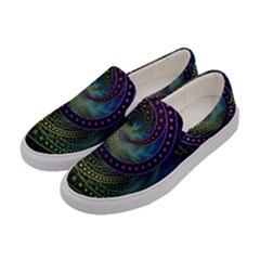 Oz The Great With Technicolor Fractal Rainbow Women s Canvas Slip Ons by jayaprime