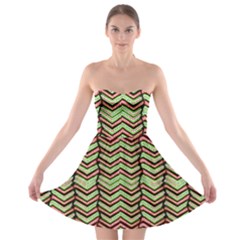 Zig Zag Multicolored Ethnic Pattern Strapless Bra Top Dress by dflcprintsclothing