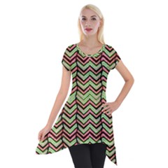 Zig Zag Multicolored Ethnic Pattern Short Sleeve Side Drop Tunic by dflcprintsclothing