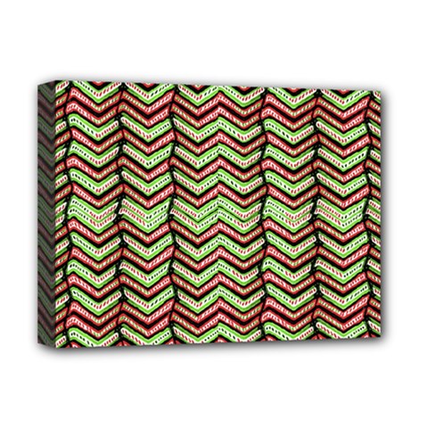 Zig Zag Multicolored Ethnic Pattern Deluxe Canvas 16  X 12   by dflcprintsclothing