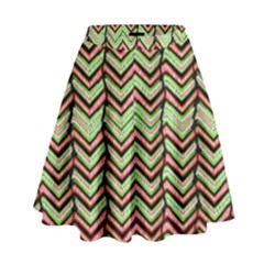 Zig Zag Multicolored Ethnic Pattern High Waist Skirt by dflcprintsclothing