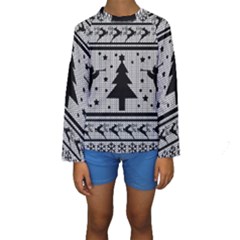 Ugly Christmas Sweater Kids  Long Sleeve Swimwear by Valentinaart