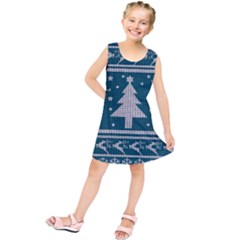 Ugly Christmas Sweater Kids  Tunic Dress by Valentinaart