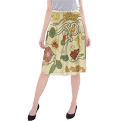 Floral Art Nouveau Midi Beach Skirt by NouveauDesign