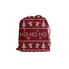 Ugly Christmas Sweater Drawstring Pouches (Medium) 
