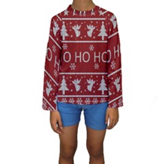 Ugly Christmas Sweater Kids  Long Sleeve Swimwear