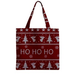 Ugly Christmas Sweater Zipper Grocery Tote Bag by Valentinaart