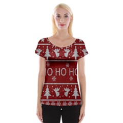Ugly Christmas Sweater Cap Sleeve Tops