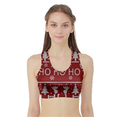 Ugly Christmas Sweater Sports Bra With Border by Valentinaart