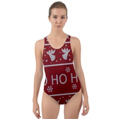 Ugly Christmas Sweater Cut-Out Back One Piece Swimsuit