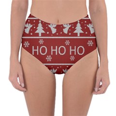 Ugly Christmas Sweater Reversible High-Waist Bikini Bottoms