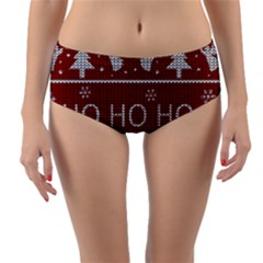 Ugly Christmas Sweater Reversible Mid-Waist Bikini Bottoms