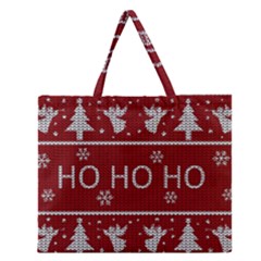 Ugly Christmas Sweater Zipper Large Tote Bag
