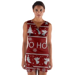 Ugly Christmas Sweater Wrap Front Bodycon Dress