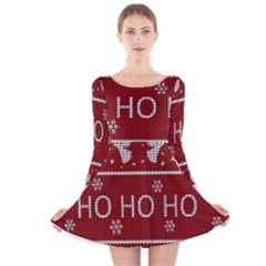Ugly Christmas Sweater Long Sleeve Velvet Skater Dress