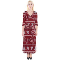 Ugly Christmas Sweater Quarter Sleeve Wrap Maxi Dress