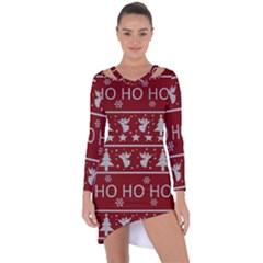 Ugly Christmas Sweater Asymmetric Cut-Out Shift Dress