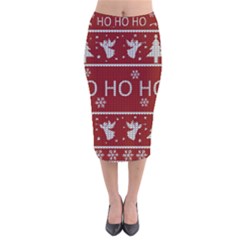 Ugly Christmas Sweater Velvet Midi Pencil Skirt