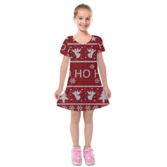 Ugly Christmas Sweater Kids  Short Sleeve Velvet Dress