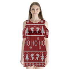 Ugly Christmas Sweater Shoulder Cutout Velvet One Piece