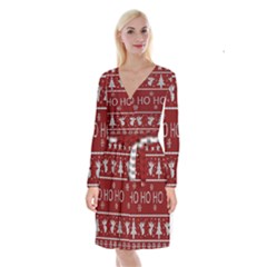Ugly Christmas Sweater Long Sleeve Velvet Front Wrap Dress