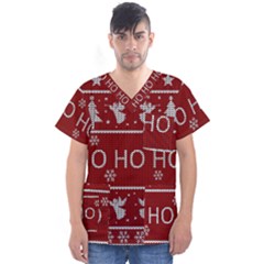 Ugly Christmas Sweater Men s V-Neck Scrub Top