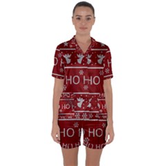 Ugly Christmas Sweater Satin Short Sleeve Pyjamas Set
