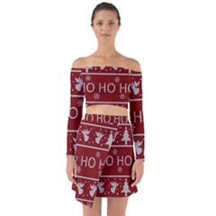 Ugly Christmas Sweater Off Shoulder Top with Skirt Set