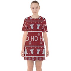Ugly Christmas Sweater Sixties Short Sleeve Mini Dress