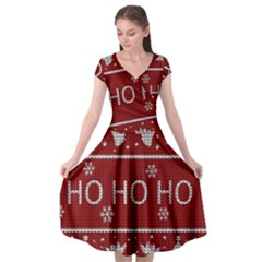 Ugly Christmas Sweater Cap Sleeve Wrap Front Dress