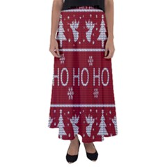 Ugly Christmas Sweater Flared Maxi Skirt by Valentinaart