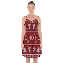 Ugly Christmas Sweater Ruffle Detail Chiffon Dress