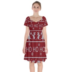 Ugly Christmas Sweater Short Sleeve Bardot Dress