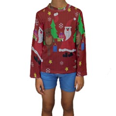 Ugly Christmas Sweater Kids  Long Sleeve Swimwear by Valentinaart