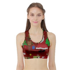 Ugly Christmas Sweater Sports Bra With Border by Valentinaart