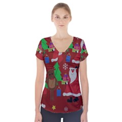 Ugly Christmas Sweater Short Sleeve Front Detail Top by Valentinaart