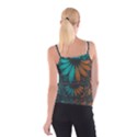 Beautiful Teal and Orange Paisley Fractal Feathers Spaghetti Strap Top View2