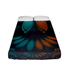 Beautiful Teal And Orange Paisley Fractal Feathers Fitted Sheet (full/ Double Size)