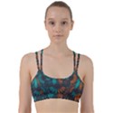 Beautiful Teal and Orange Paisley Fractal Feathers Line Them Up Sports Bra View1