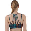 Beautiful Teal and Orange Paisley Fractal Feathers Line Them Up Sports Bra View2