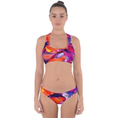 Abstract Acryl Art Cross Back Hipster Bikini Set