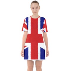 Union Jack Pencil Art Sixties Short Sleeve Mini Dress