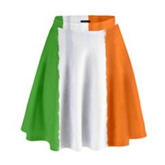 Flag Ireland, Banner Watercolor Painting Art High Waist Skirt by picsaspassion