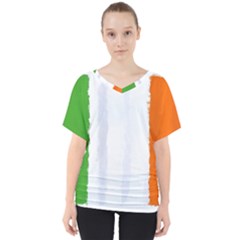 Flag Ireland, Banner Watercolor Painting Art V-neck Dolman Drape Top by picsaspassion